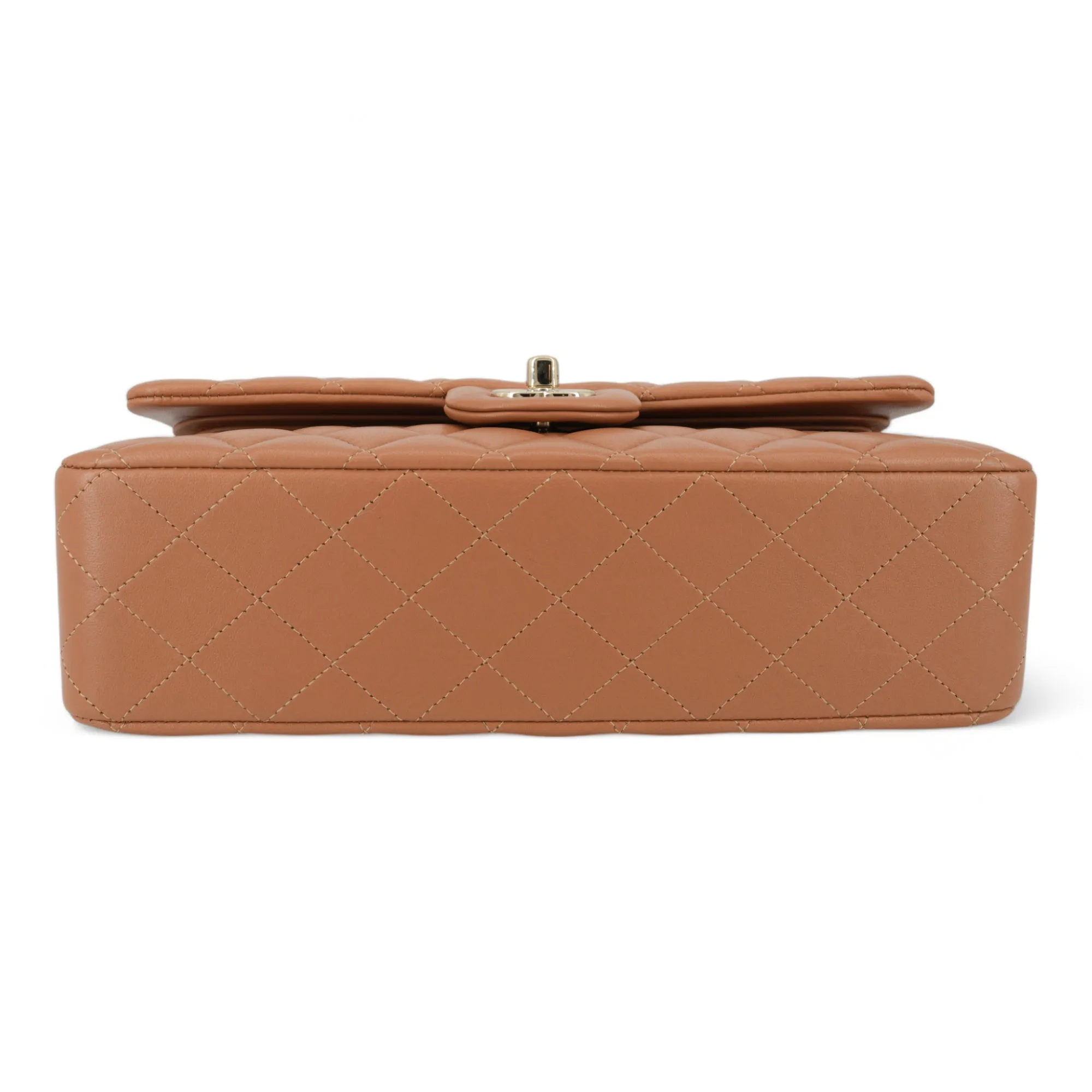 21P Caramel Lambskin Medium Classic Double Flap Bag