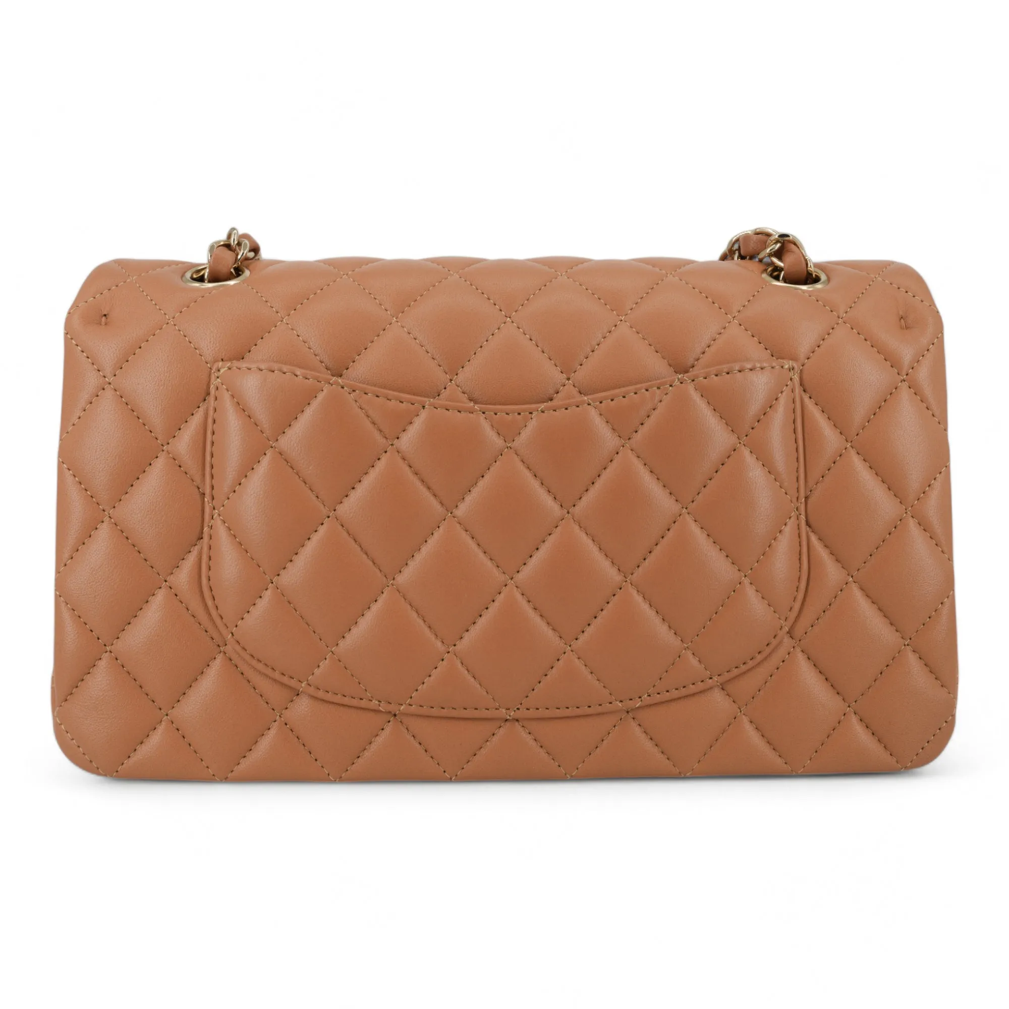 21P Caramel Lambskin Medium Classic Double Flap Bag