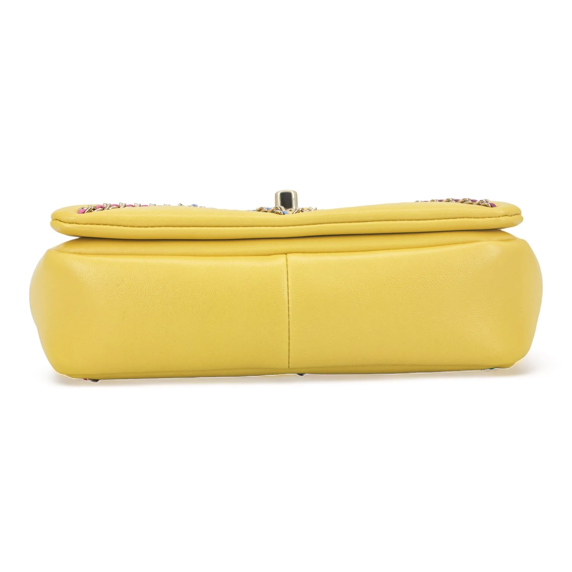 21S Entwined Chain Mini Flap Bag Yellow Lambskin