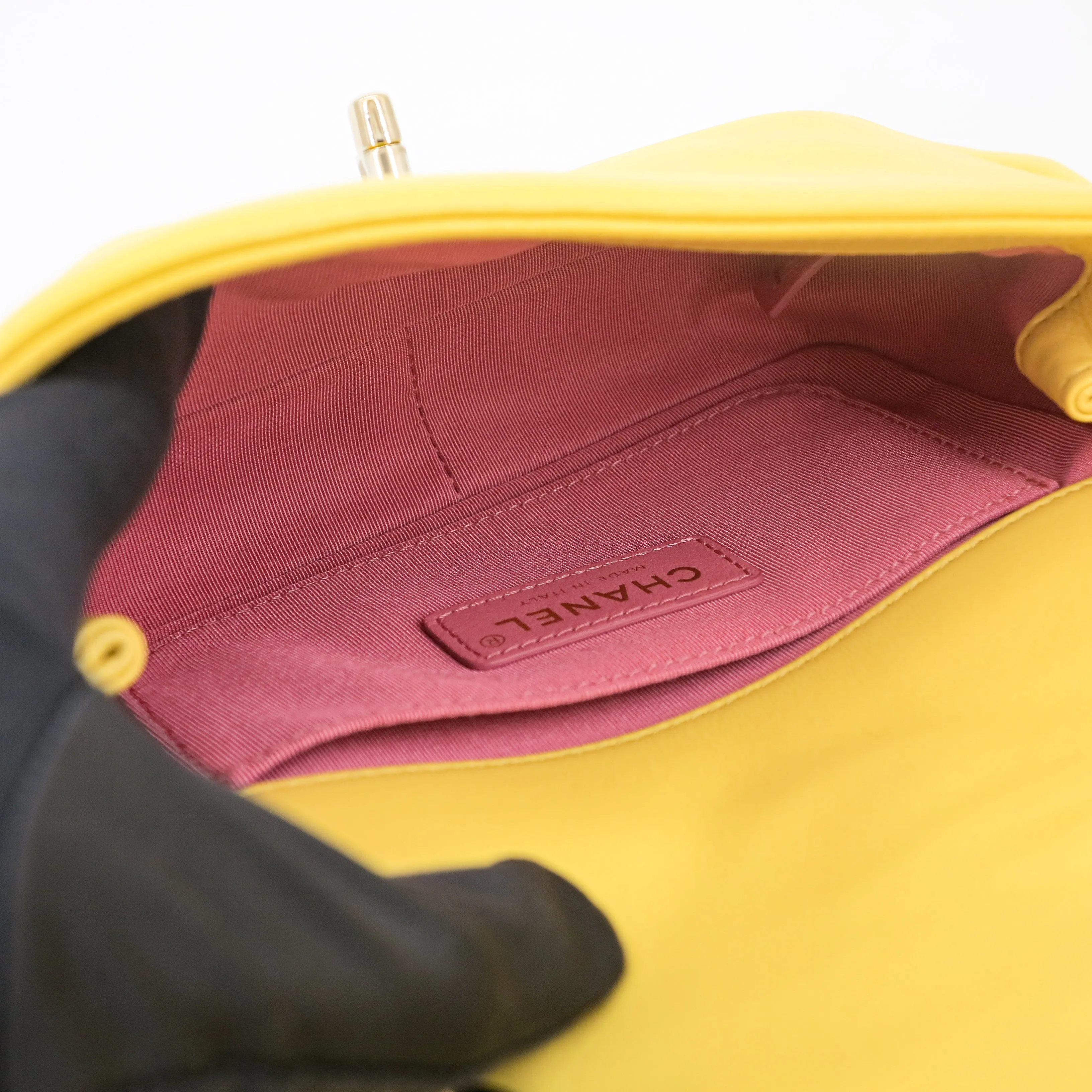 21S Entwined Chain Mini Flap Bag Yellow Lambskin