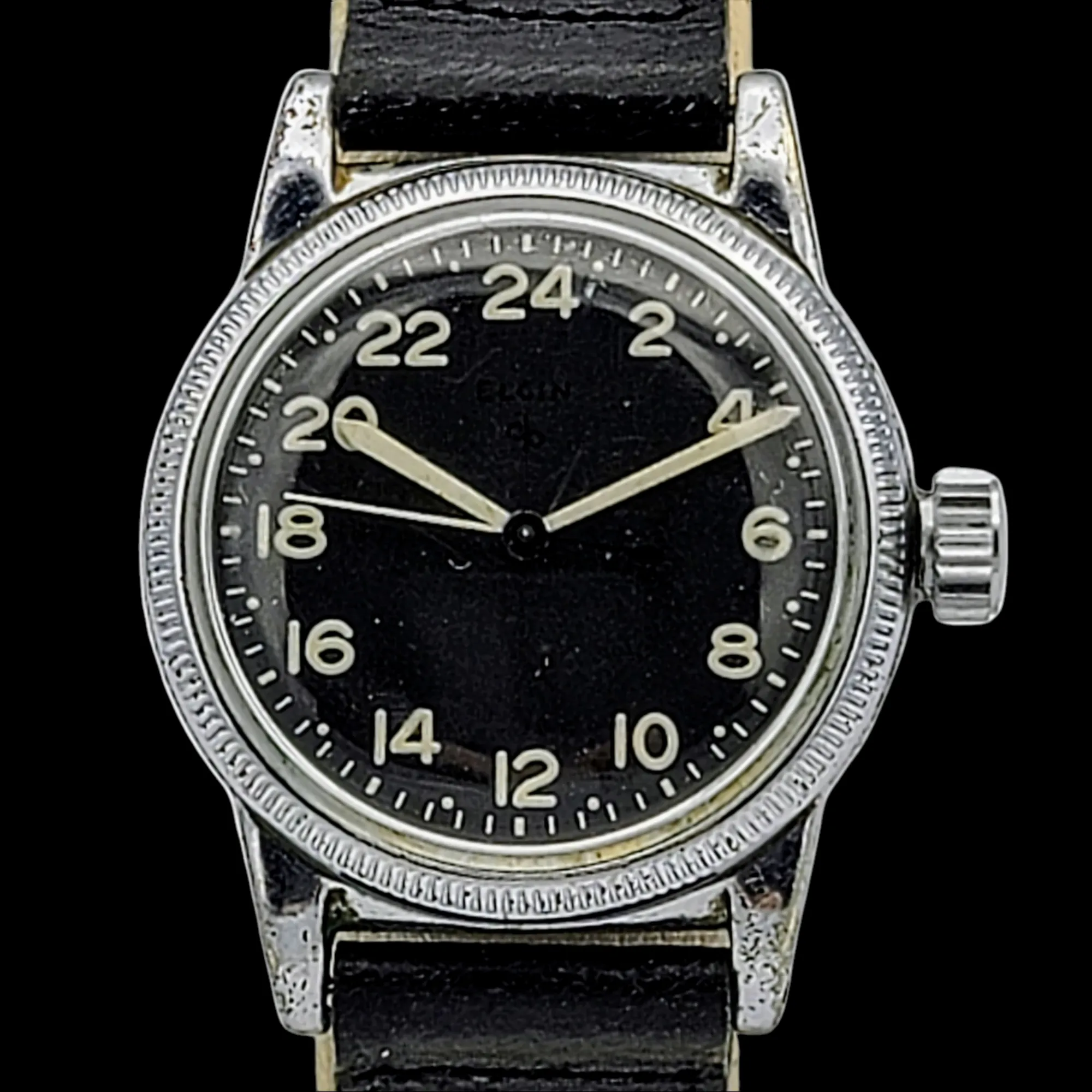24 HOUR ELGIN Type A-11 Navigation Watch WWII U.S. Army Hacking 18 Jewels Grade 685