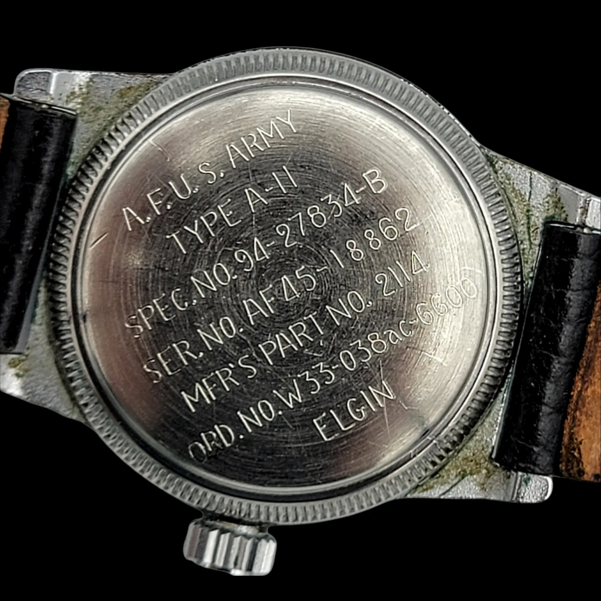 24 HOUR ELGIN Type A-11 Navigation Watch WWII U.S. Army Hacking 18 Jewels Grade 685