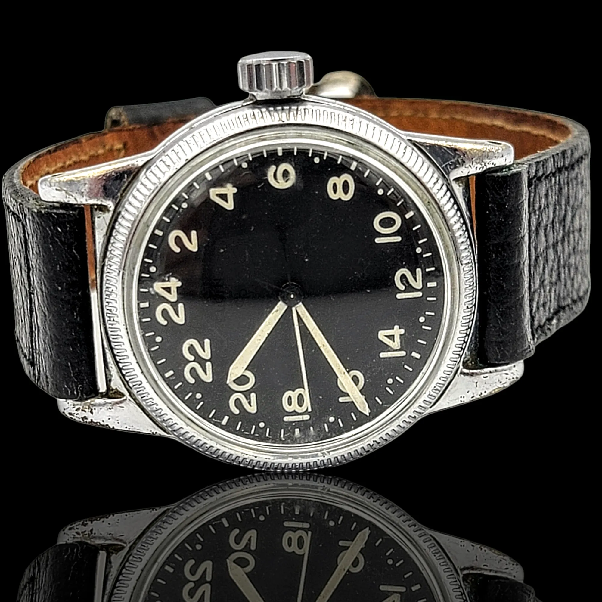 24 HOUR ELGIN Type A-11 Navigation Watch WWII U.S. Army Hacking 18 Jewels Grade 685