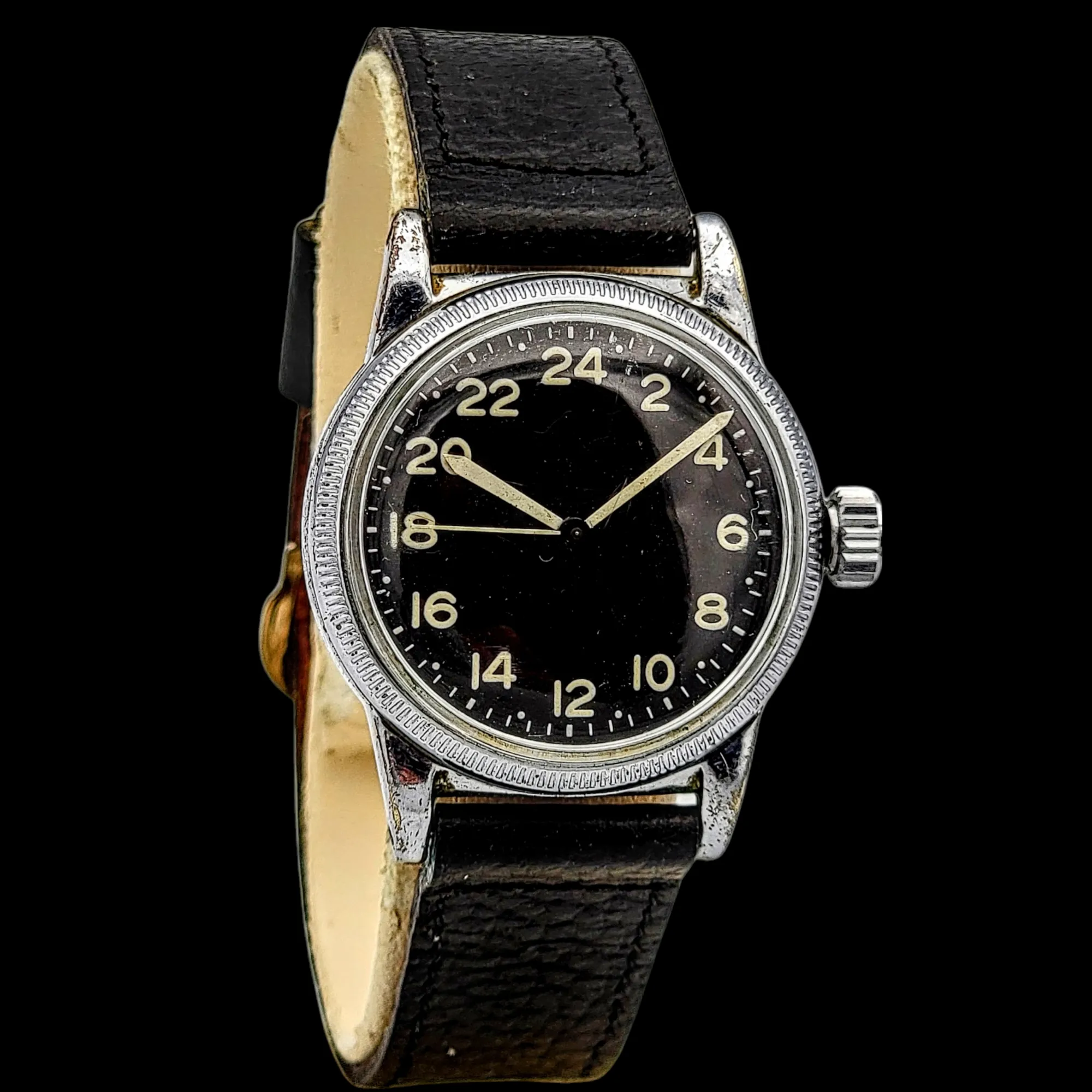 24 HOUR ELGIN Type A-11 Navigation Watch WWII U.S. Army Hacking 18 Jewels Grade 685