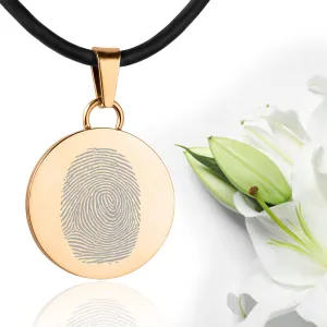24K Gold Plated Sterling Silver Fingerprint Pendant - Circle