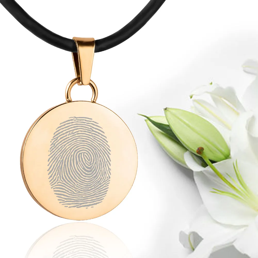 24K Gold Plated Sterling Silver Fingerprint Pendant - Circle