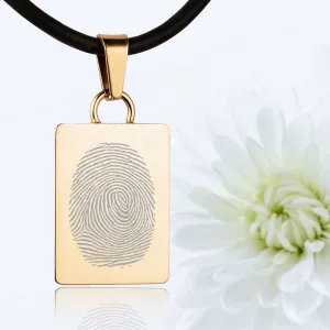 24K Gold Plated Sterling Silver Fingerprint Pendant - Rectangle