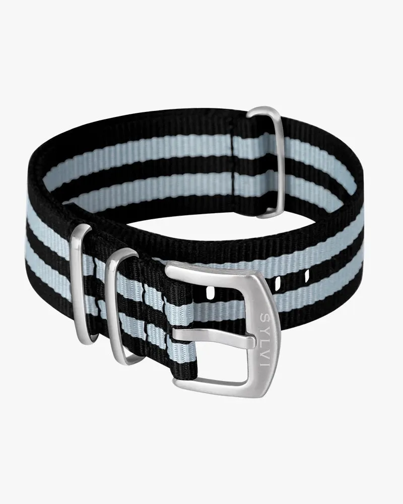 24mm Light Grey Black Nylon Strap