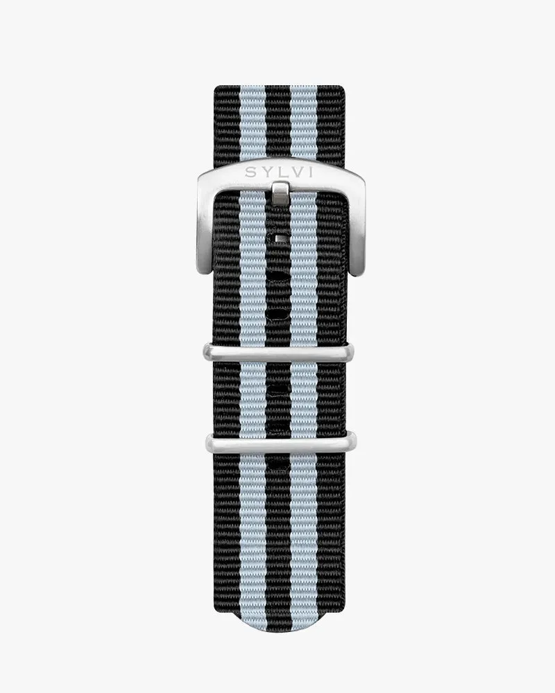 24mm Light Grey Black Nylon Strap