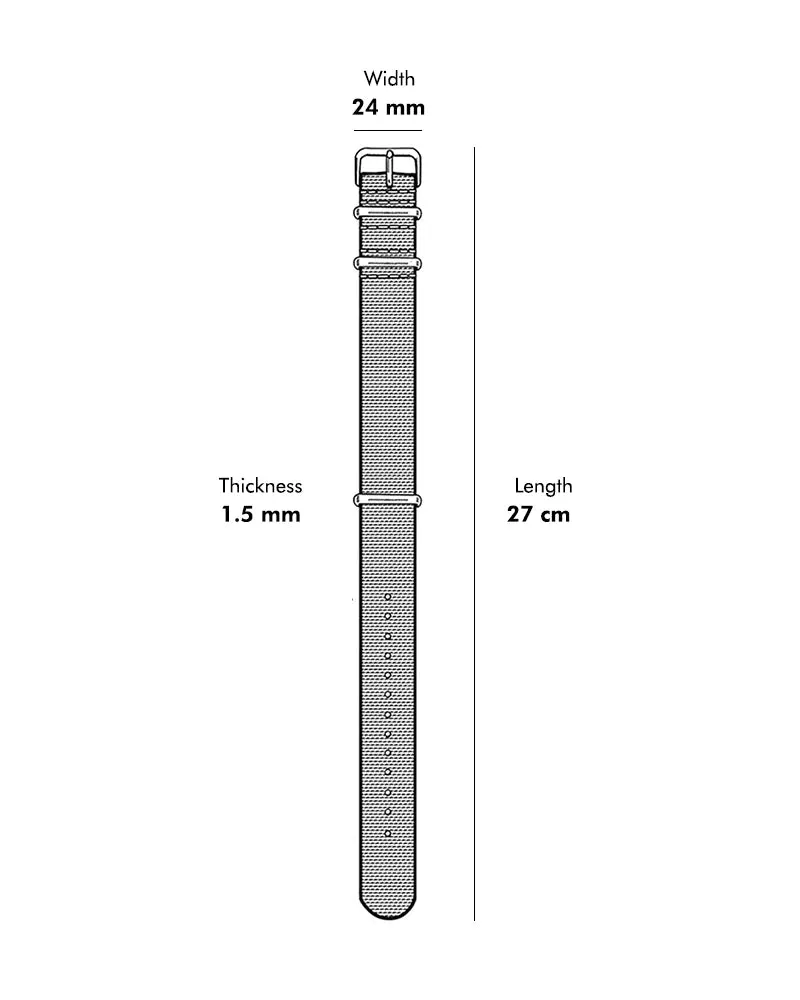 24mm Light Grey Black Nylon Strap