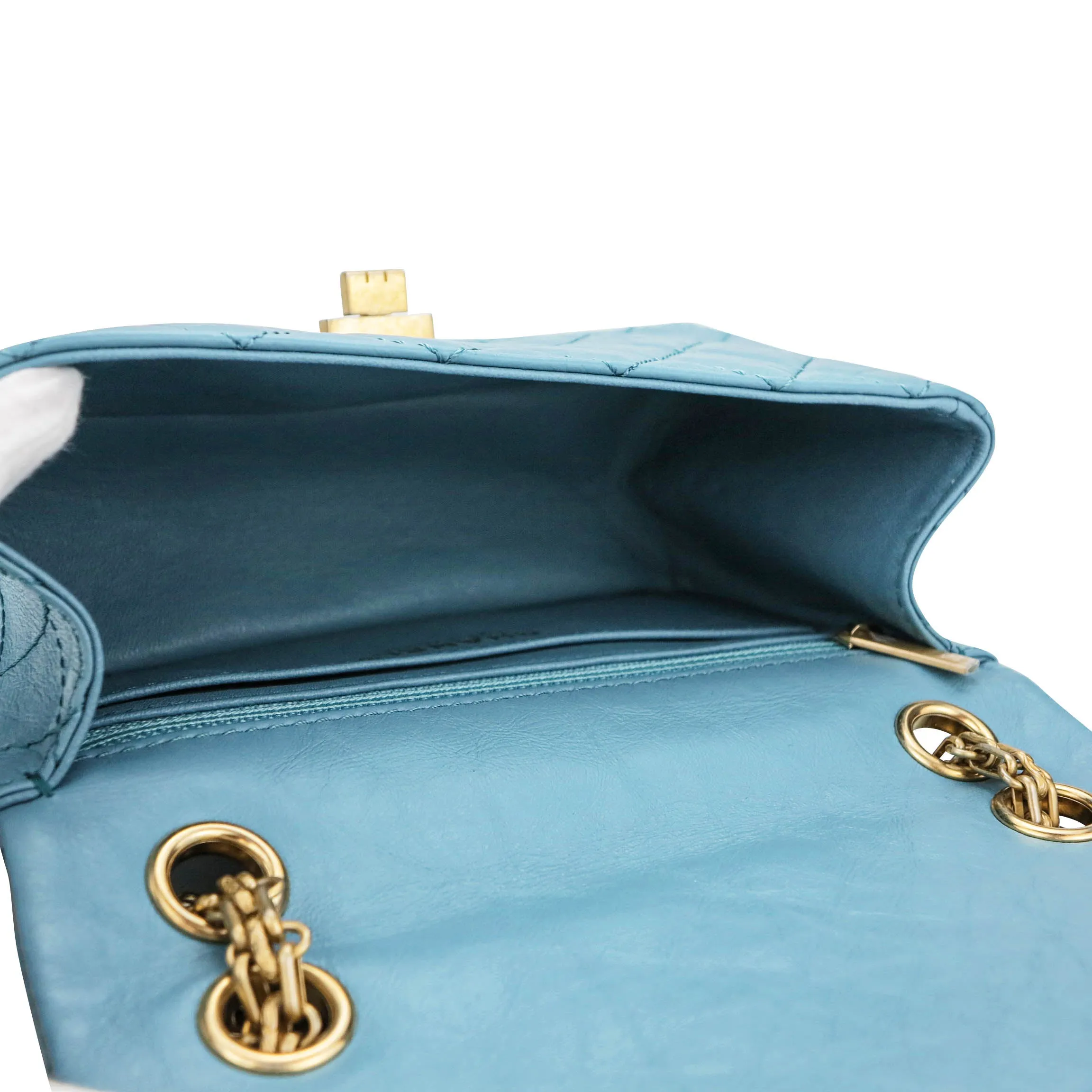 2.55 Mini Reissue Flap Bag Size 224 in Blue Aged Calfskin