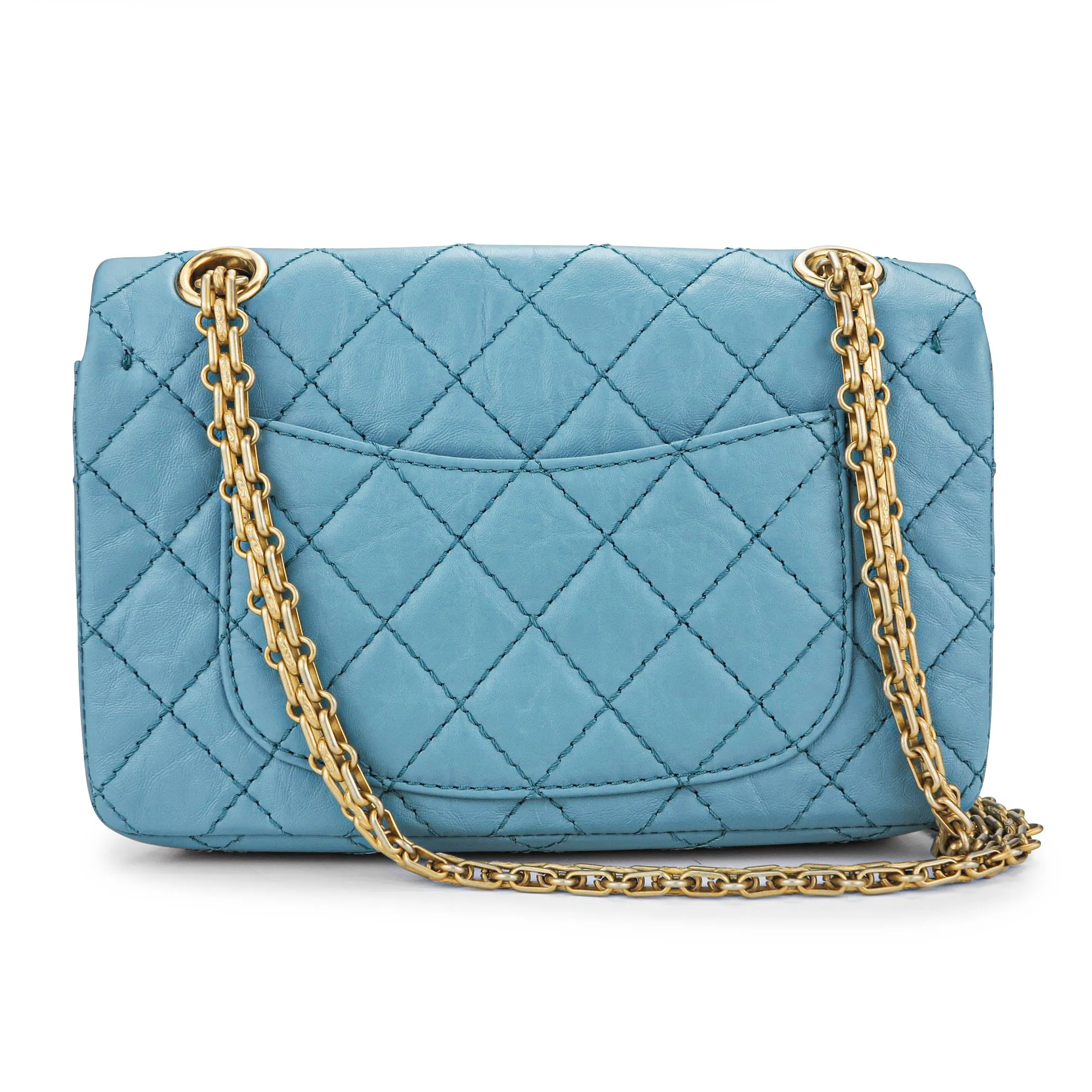 2.55 Mini Reissue Flap Bag Size 224 in Blue Aged Calfskin