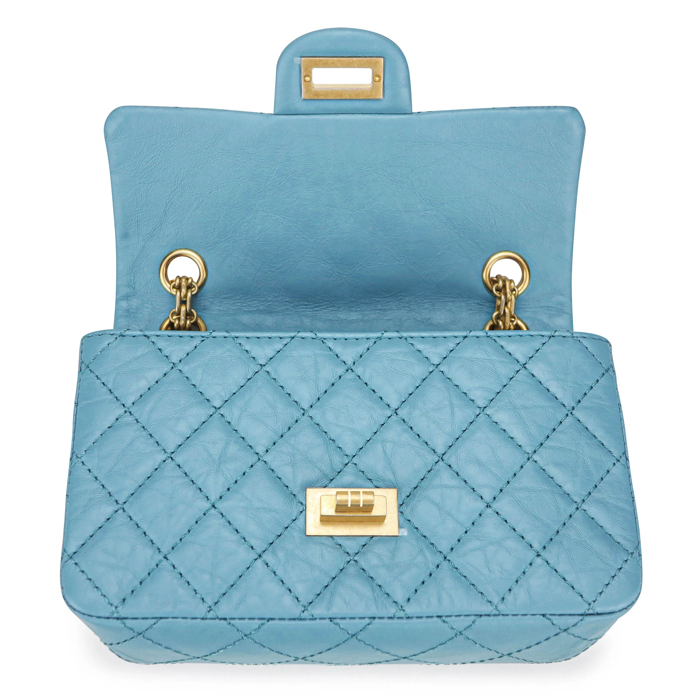 2.55 Mini Reissue Flap Bag Size 224 in Blue Aged Calfskin
