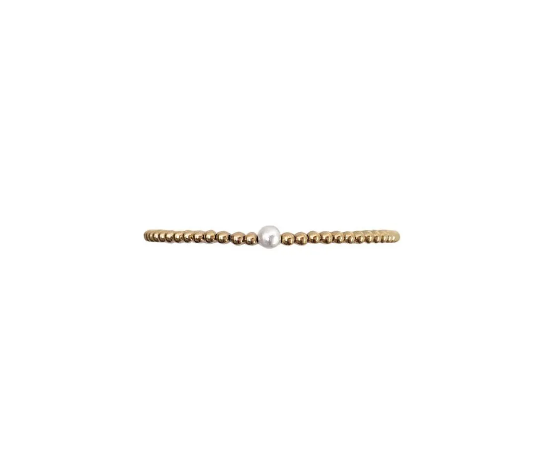 3mm Yellow Gold with White Pearl