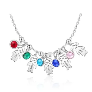 5 Name 5 stone Personalized Boy Girl Pendant Necklace