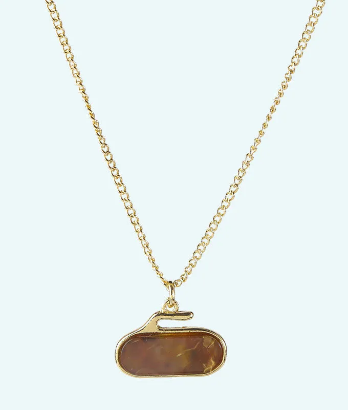 Amber Stone Curling Rock Necklace - In 2D