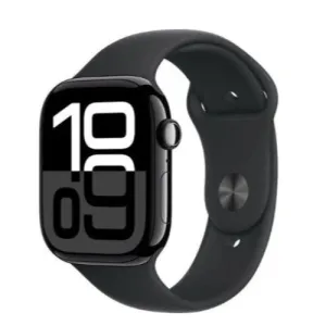 Apple Watch Series 10 GPS 46mm Jet Black Aluminium Case with Black Sport Band - M/L
