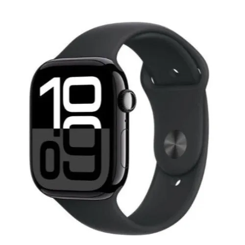 Apple Watch Series 10 GPS 46mm Jet Black Aluminium Case with Black Sport Band - M/L