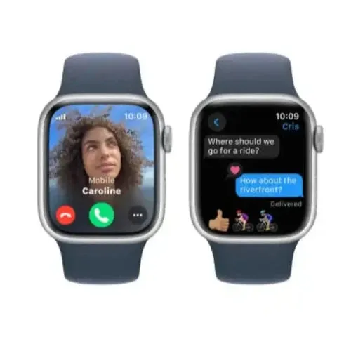 Apple Watch Series 9 GPS   Cellular 41mm Silver Aluminium Case with Storm Blue Sport Band - S/M