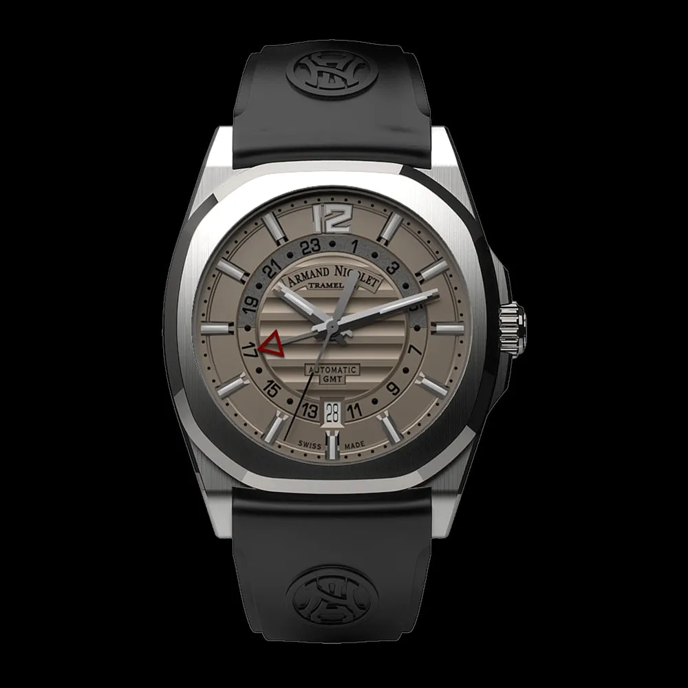 ARMAND NICOLET J09-3 MEN'S AUTOMATIC BLACK STRAP GREY DIAL WATCH
