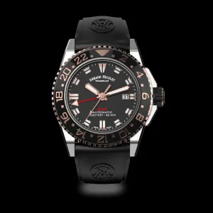 ARMAND NICOLET JS9-44 MEN'S AUTOMATIC BLACK STRAP BLACK DIAL WATCH
