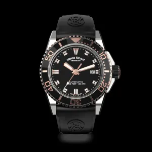 ARMAND NICOLET JS9-44 MEN'S AUTOMATIC BLACK STRAP BLACK DIAL WATCH