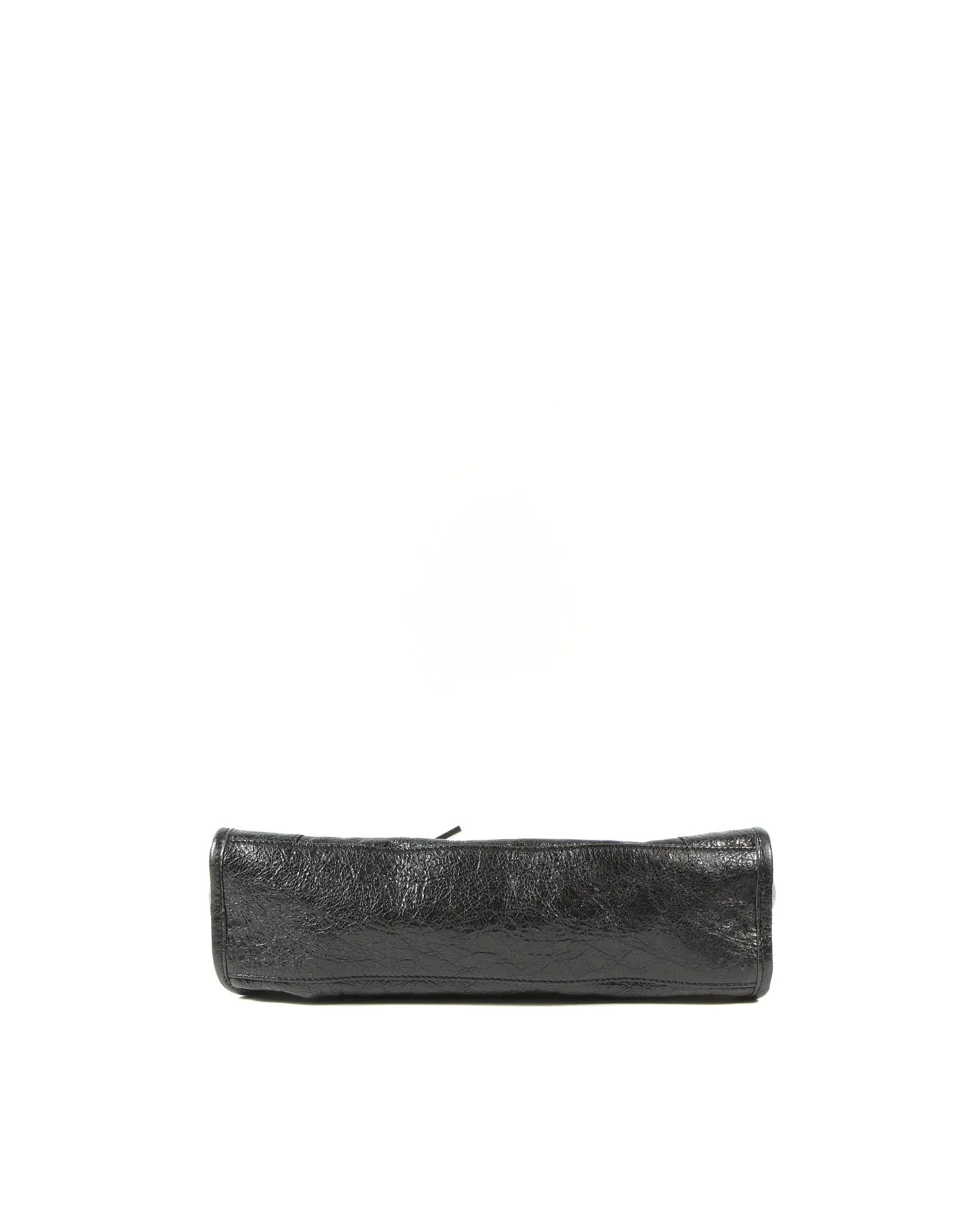 Balenciaga Black Crinkled Leather Motocross Classic Small City Bag