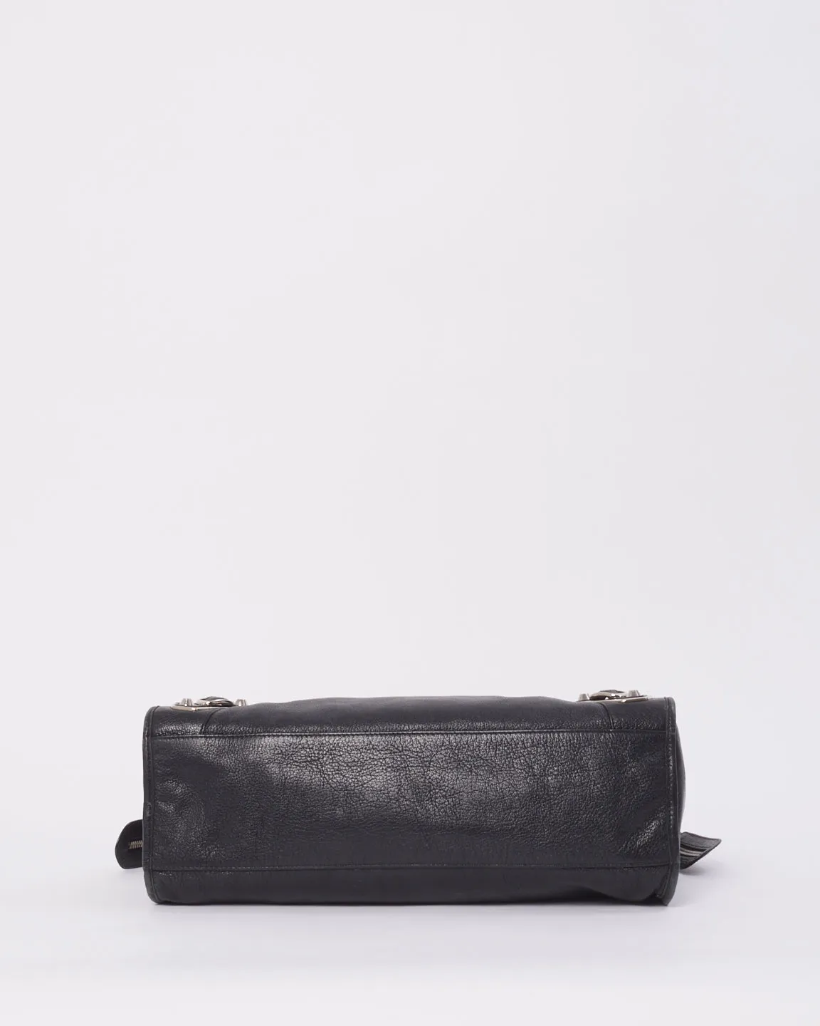 Balenciaga Black Leather Motocross Metallic Edge City Bag