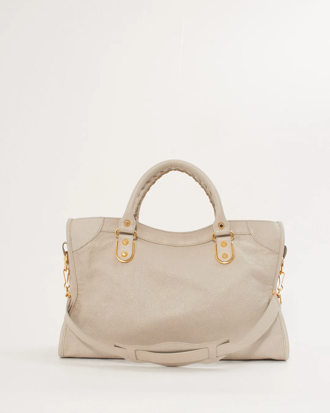 Balenciaga Light Grey Motocross Metallic Edge City Bag