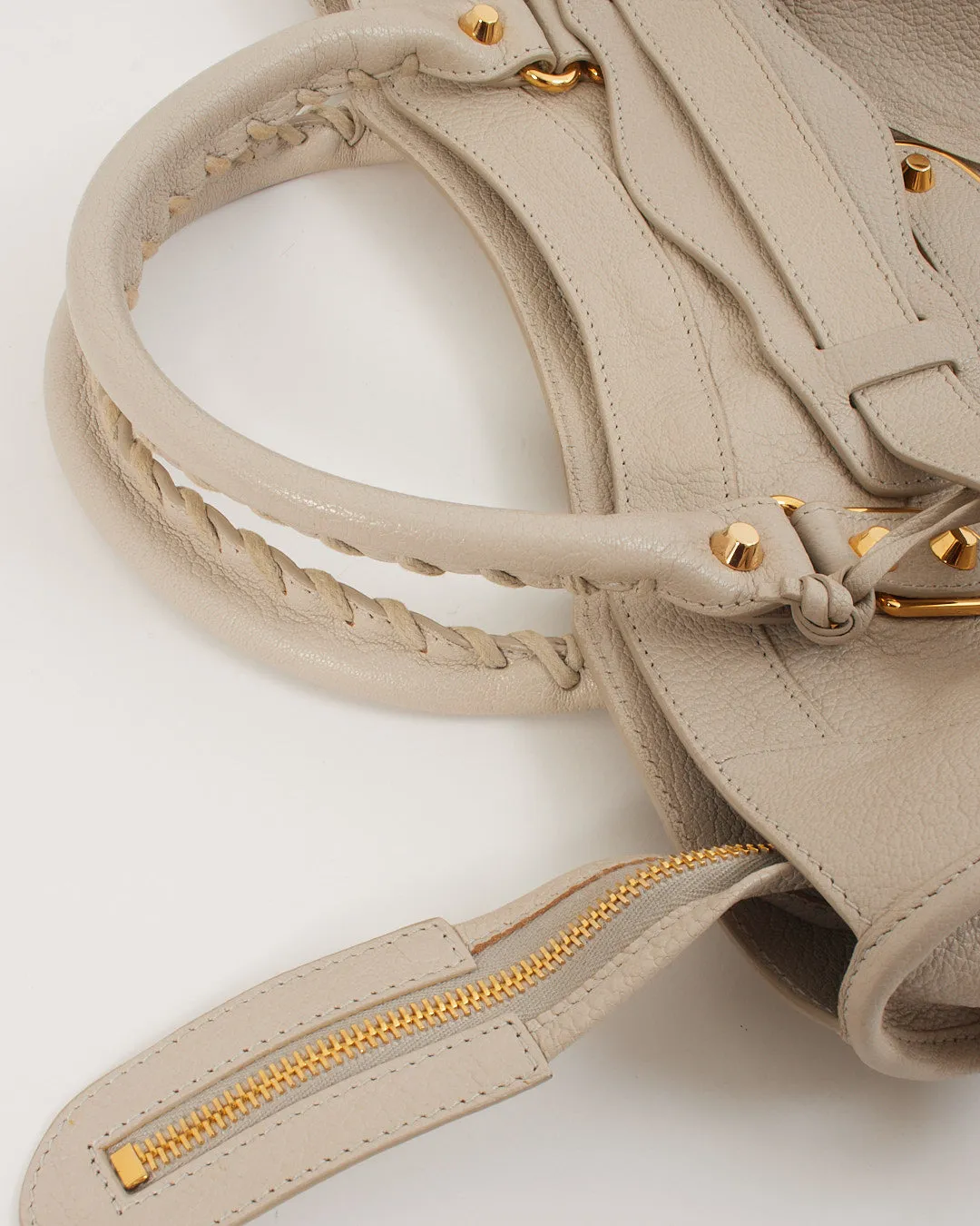 Balenciaga Light Grey Motocross Metallic Edge City Bag