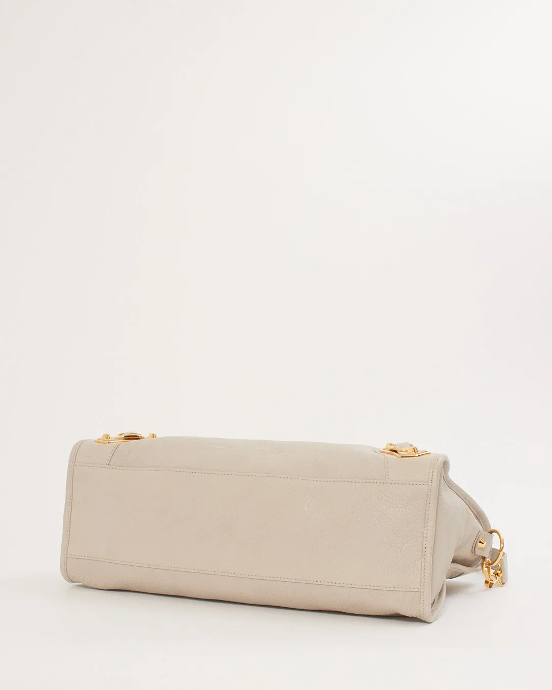 Balenciaga Light Grey Motocross Metallic Edge City Bag