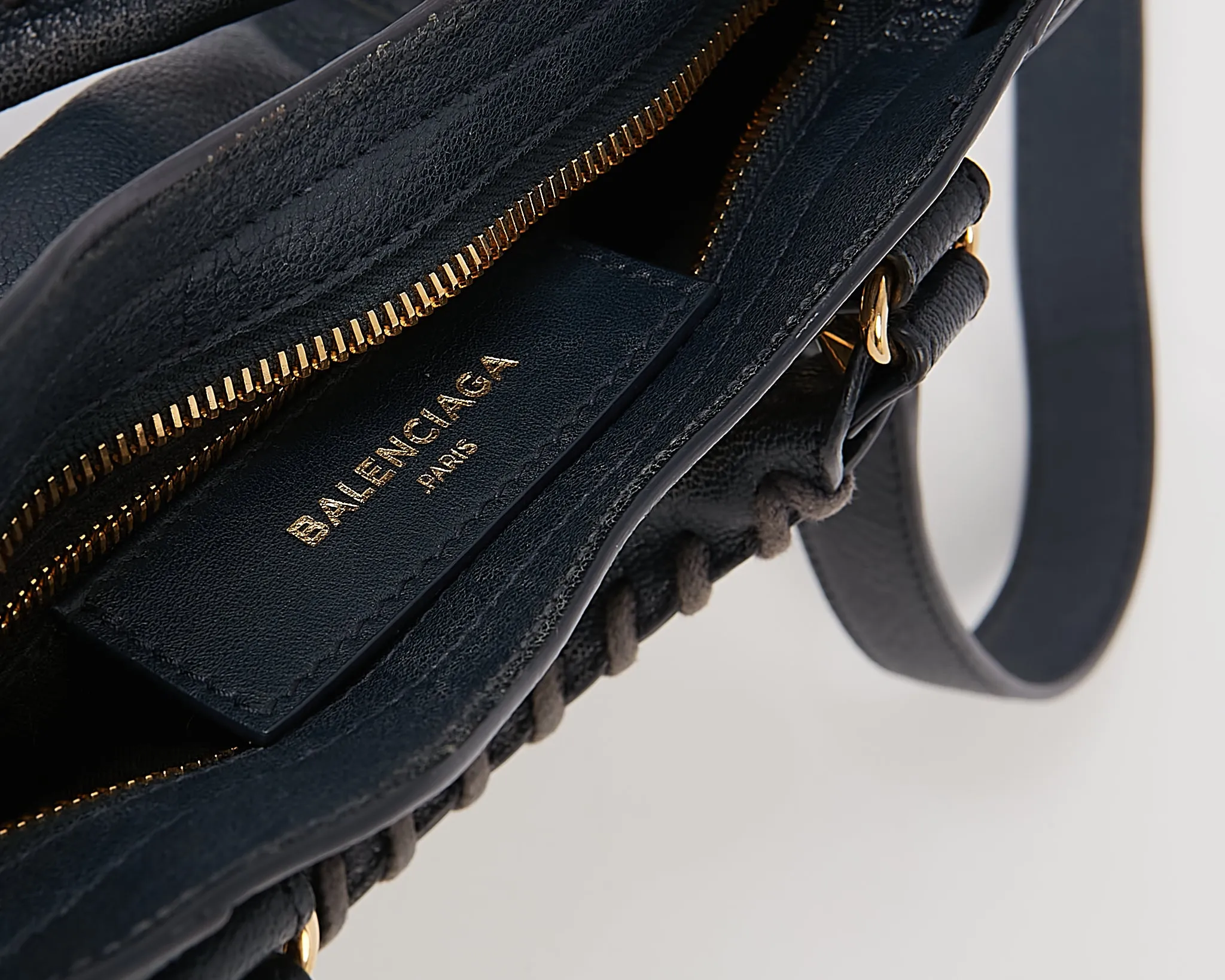 Balenciaga Navy Leather Metallic Edge Mini City Bag