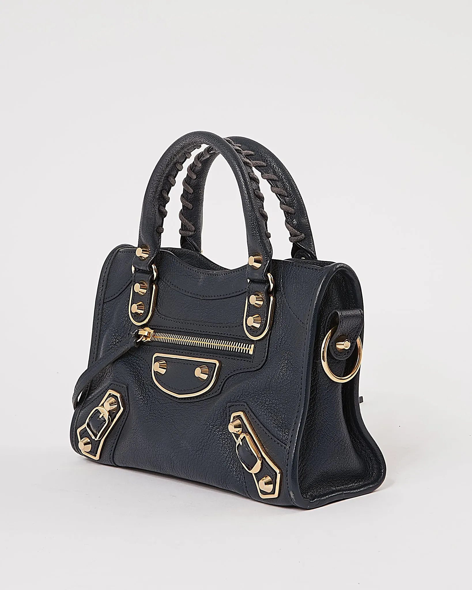Balenciaga Navy Leather Metallic Edge Mini City Bag