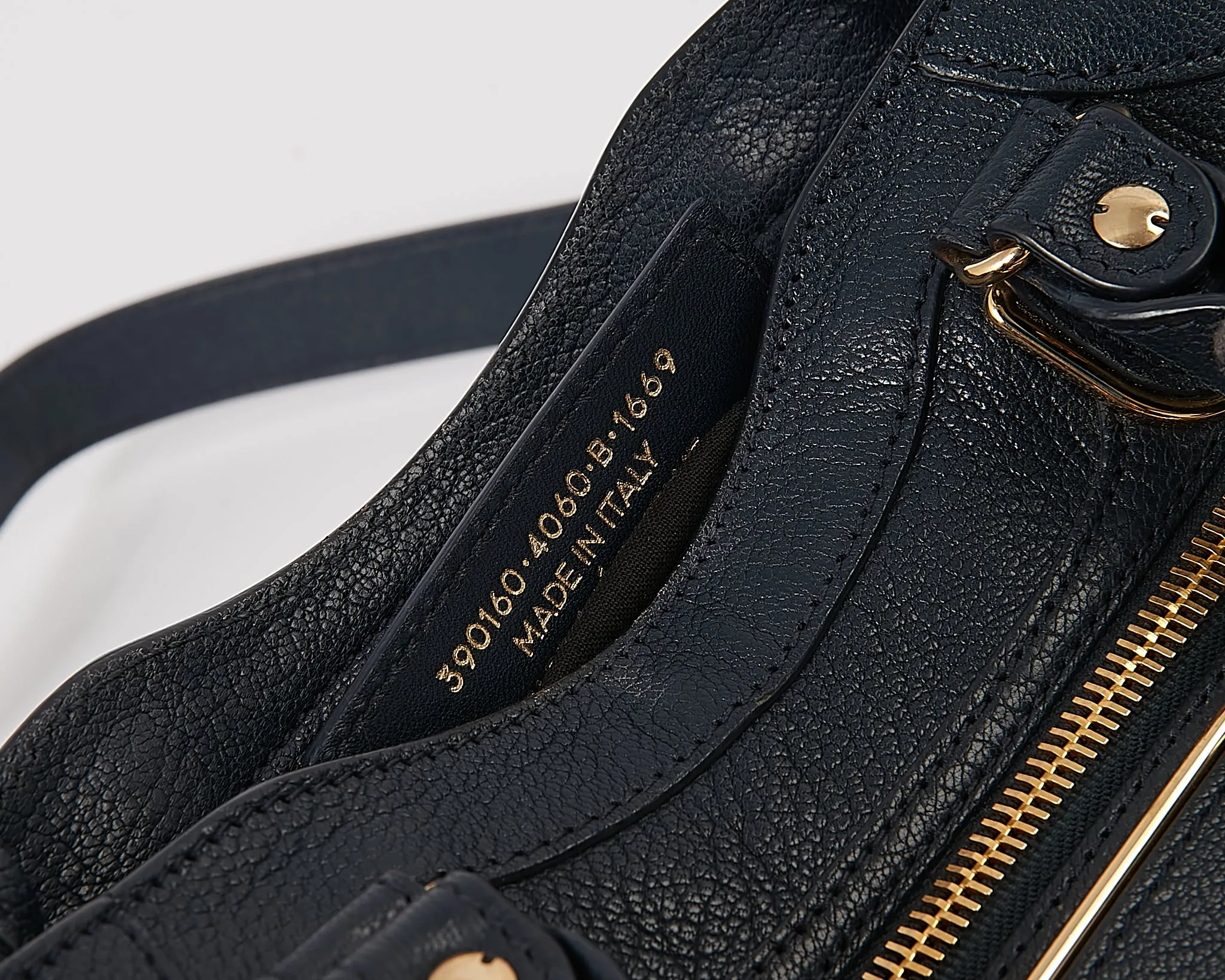 Balenciaga Navy Leather Metallic Edge Mini City Bag