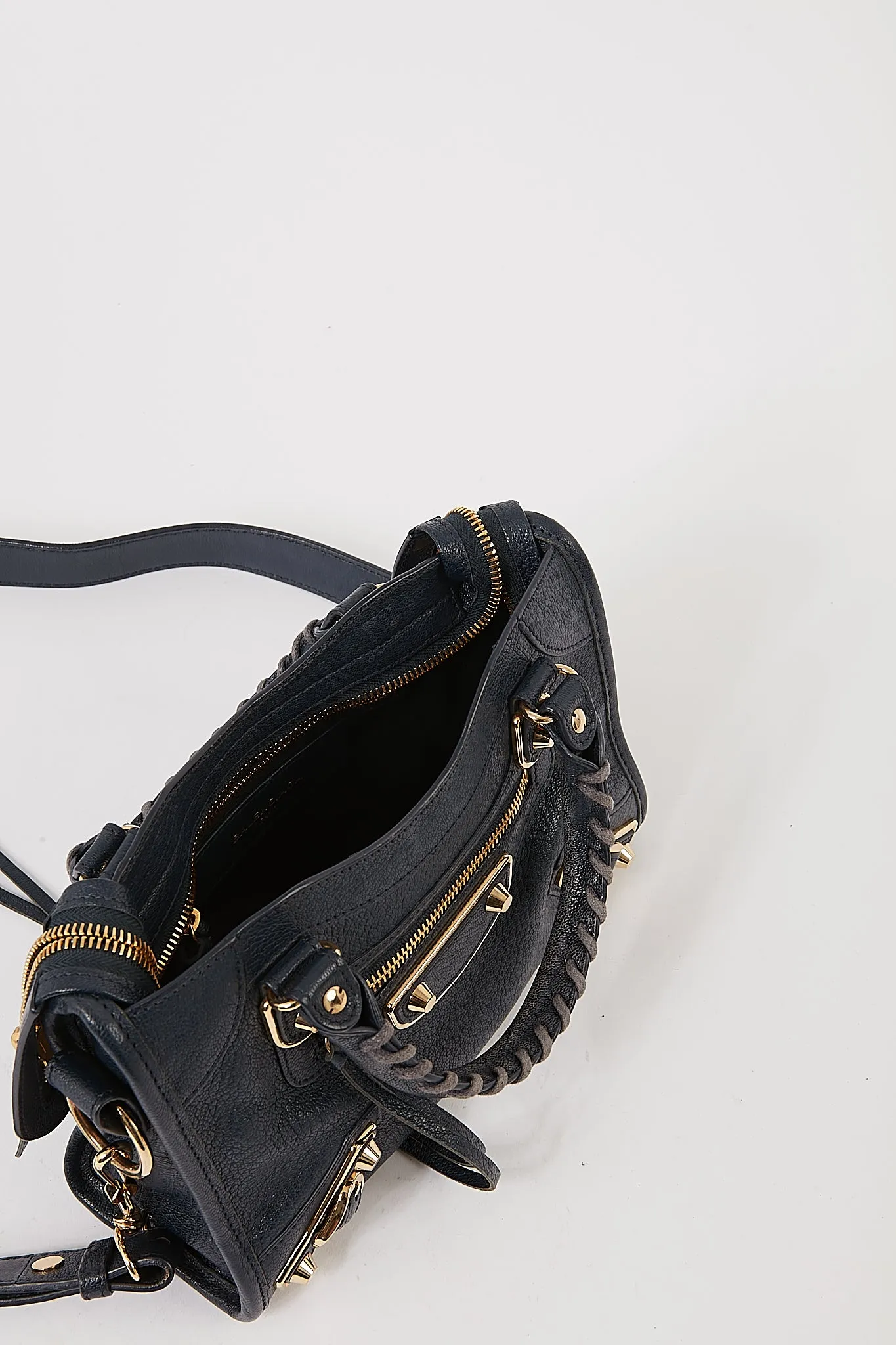 Balenciaga Navy Leather Metallic Edge Mini City Bag