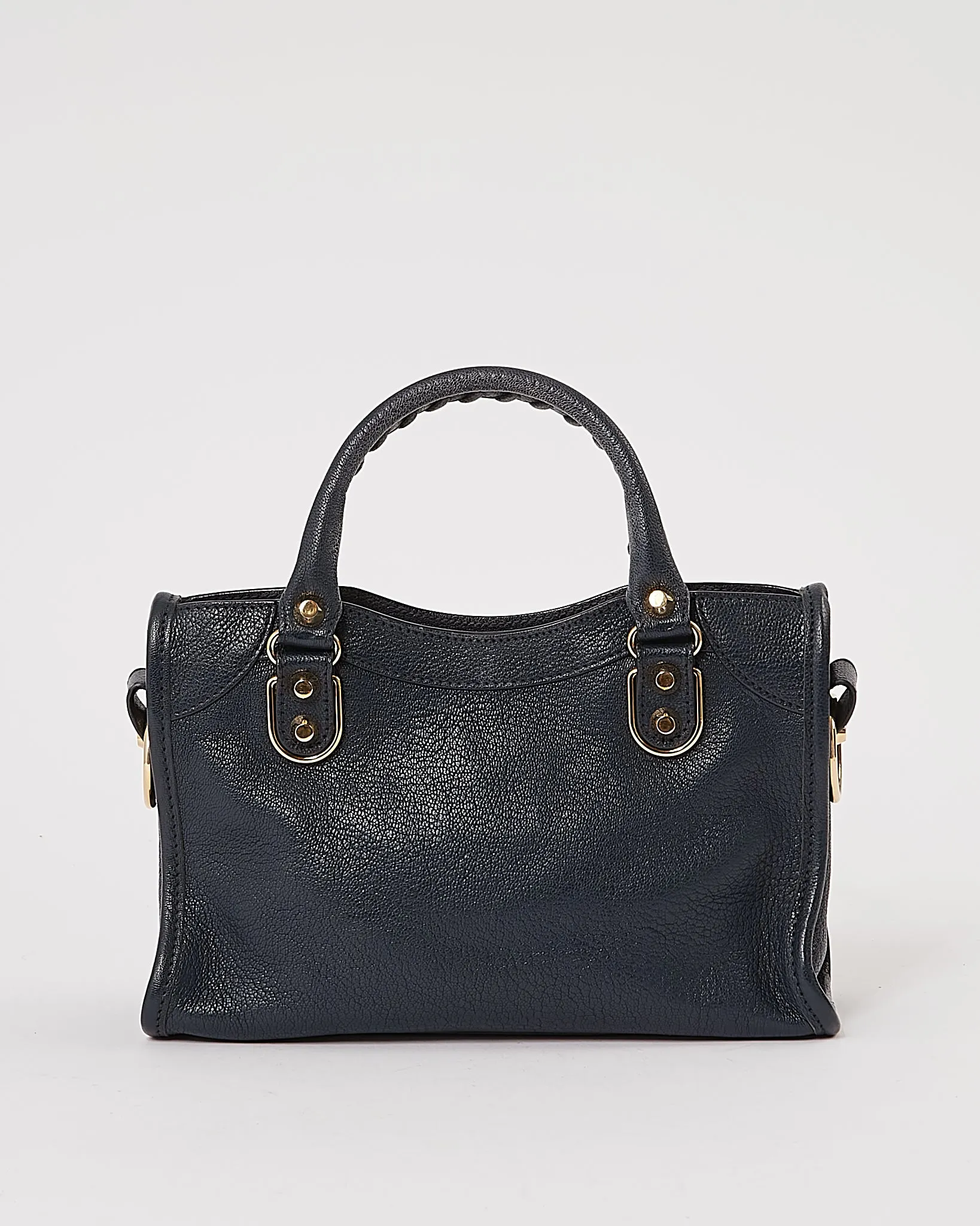 Balenciaga Navy Leather Metallic Edge Mini City Bag