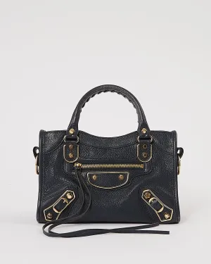 Balenciaga Navy Leather Metallic Edge Mini City Bag