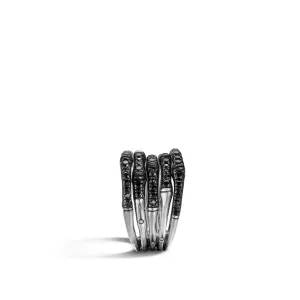 Bamboo Ring in Silver with Gemstone