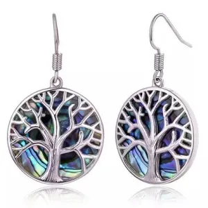 BARZEL Tree Of Life Drop Earrings with Abalone Pearl