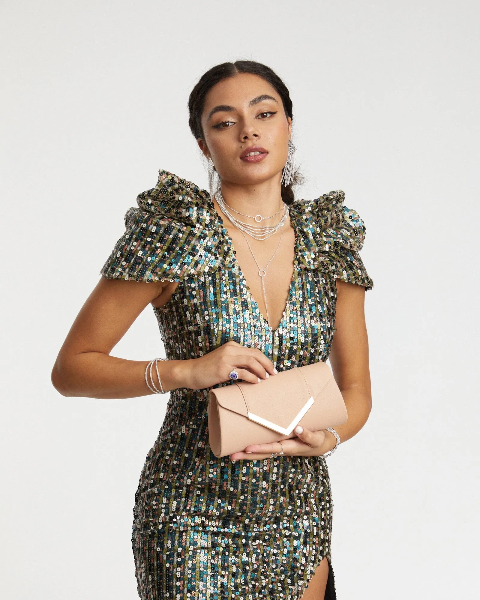 Beige Paula Arrow Clutch Bag