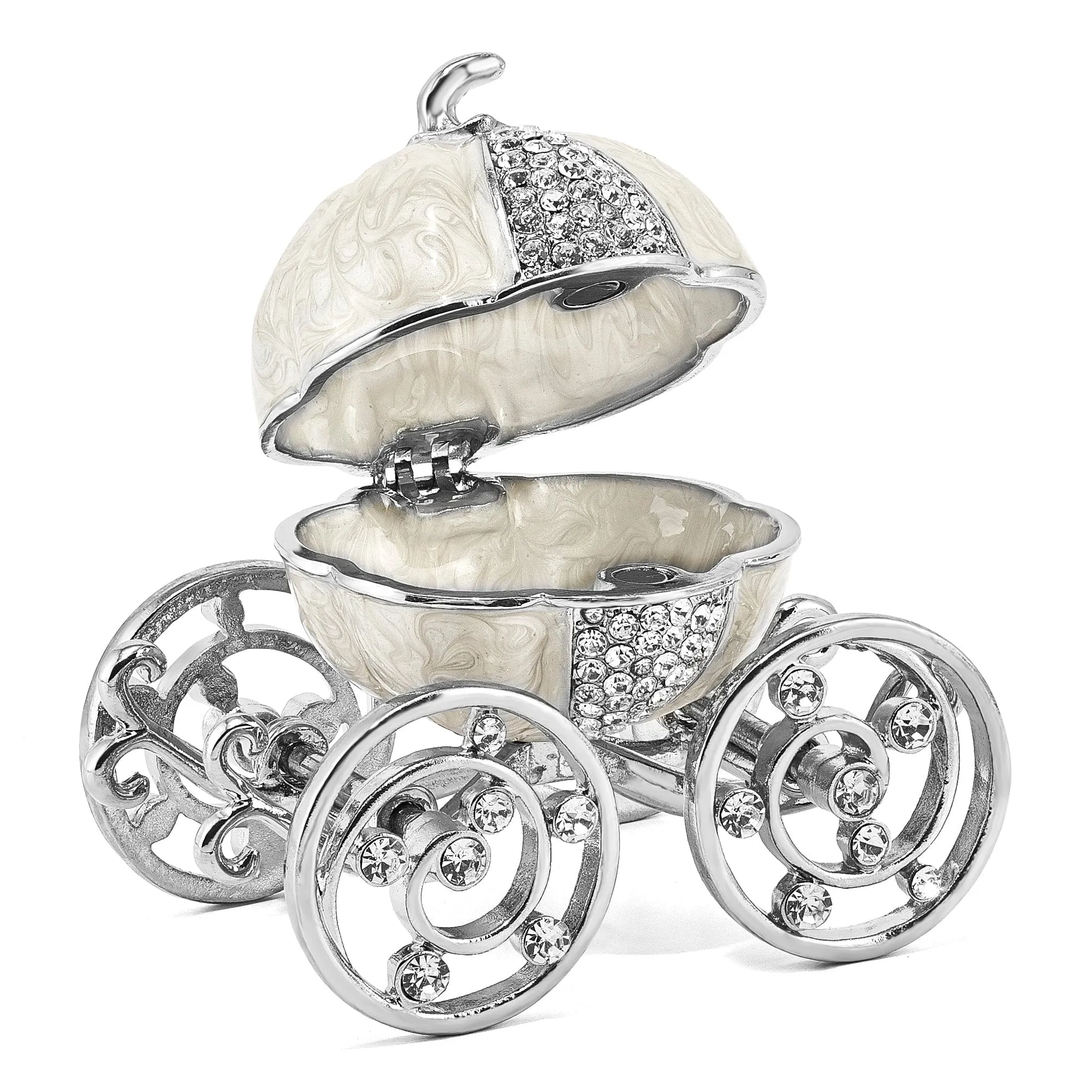 Bejeweled Multi Color Finish EVER AFTER Pumpkin Coach Trinket Box