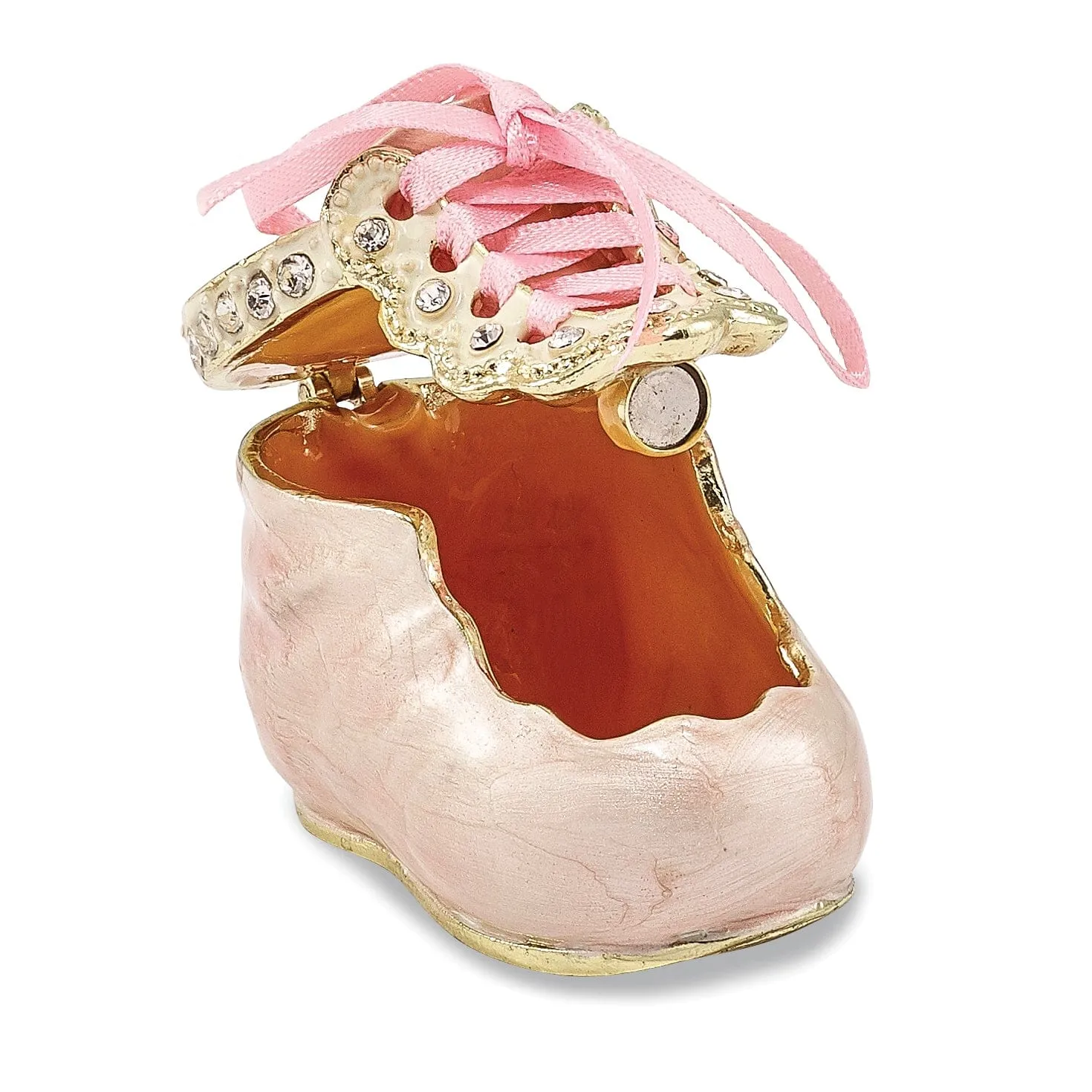 Bejeweled Multi Color Finish IT'S A GIRL Pink Baby Bootie Trinket Box