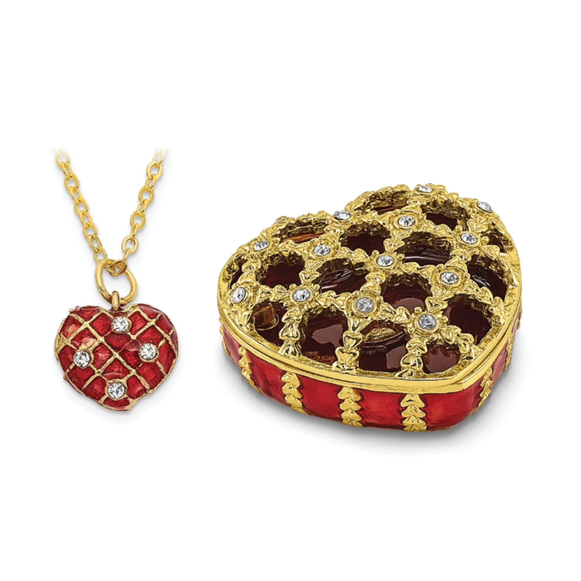 Bejeweled Multi Color Finish PEEK-A-BOO Decorative Heart Trinket Box