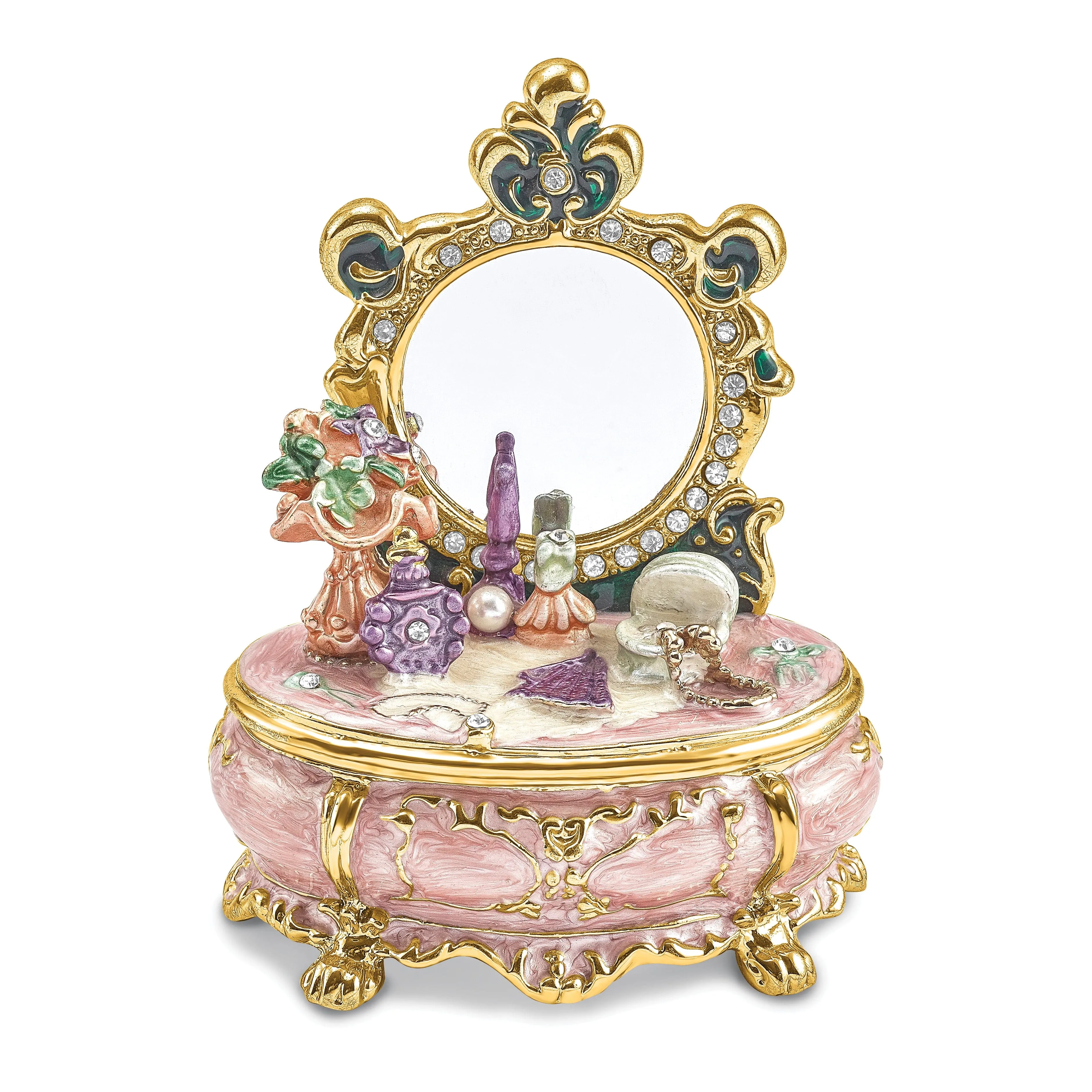 Bejeweled Multi Color Finish VANITY Dressing Makeup Table Trinket Box