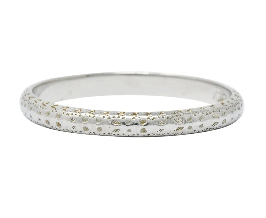 Bernstein Jewelry Co. Art Deco 18 Karat White Gold Stacking Band Ring