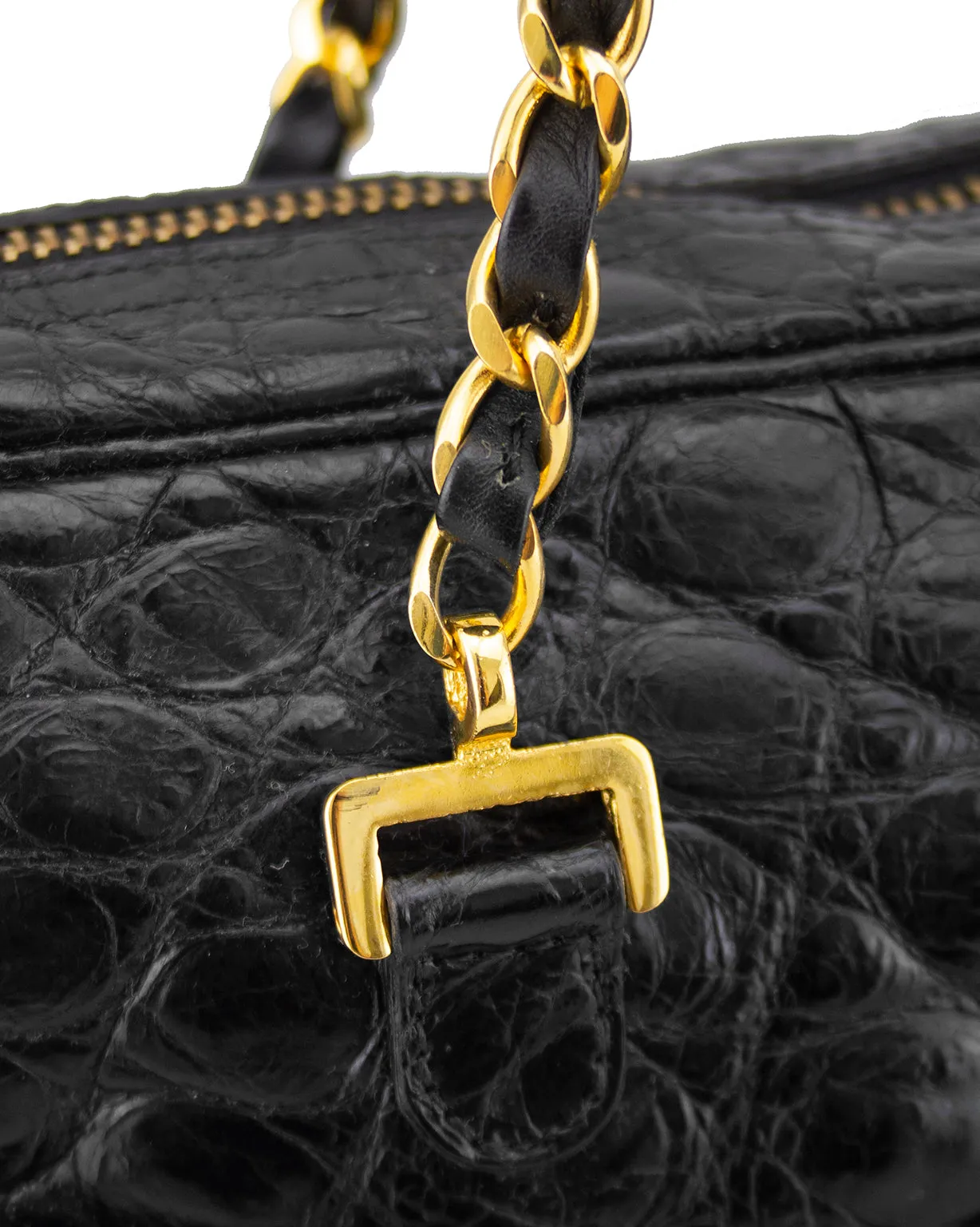Black Alligator Shoulder Bag