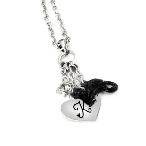 Black Cat Necklace with Engraved Charm