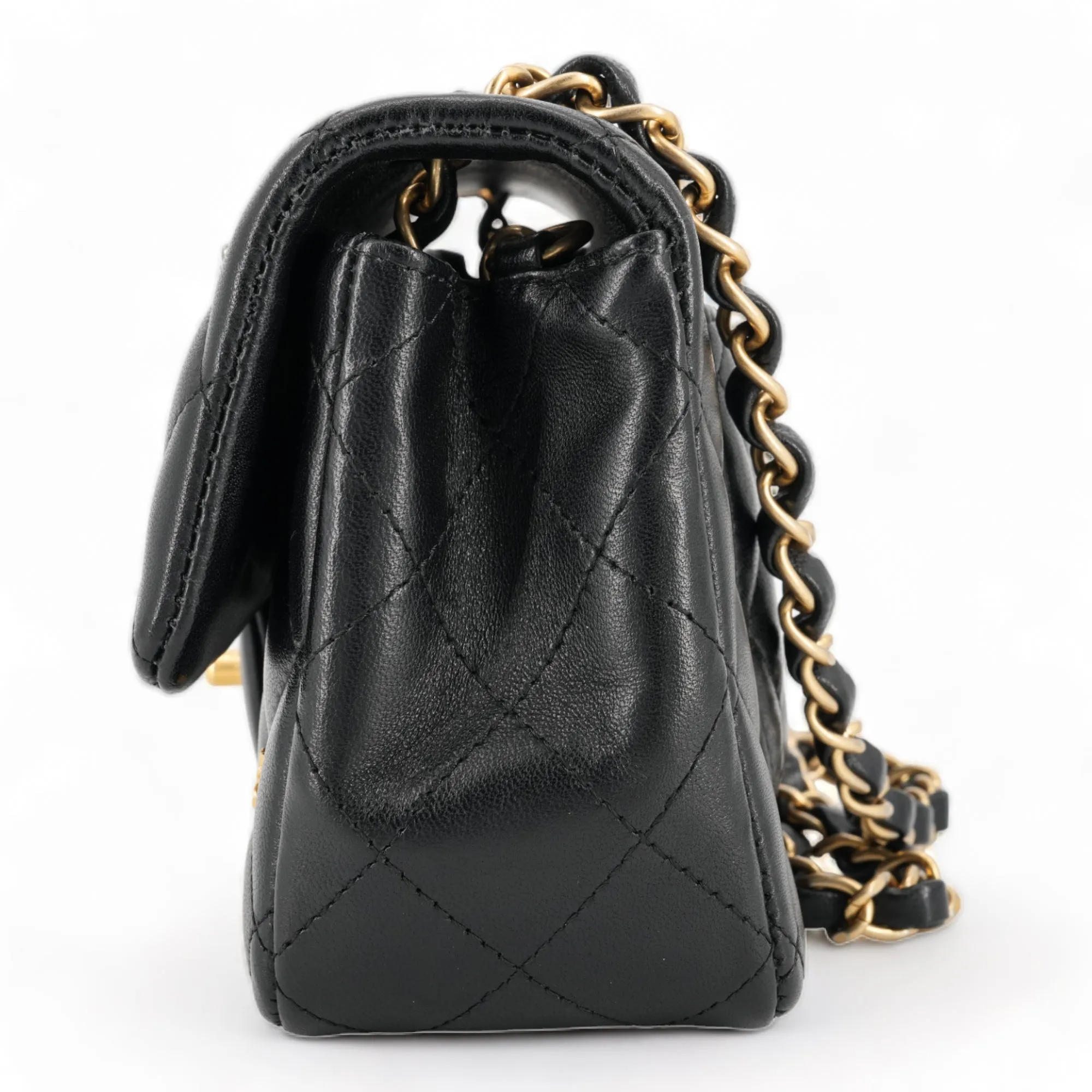 Black Lambskin Lucky Charms Mini Rectangular Flap Bag
