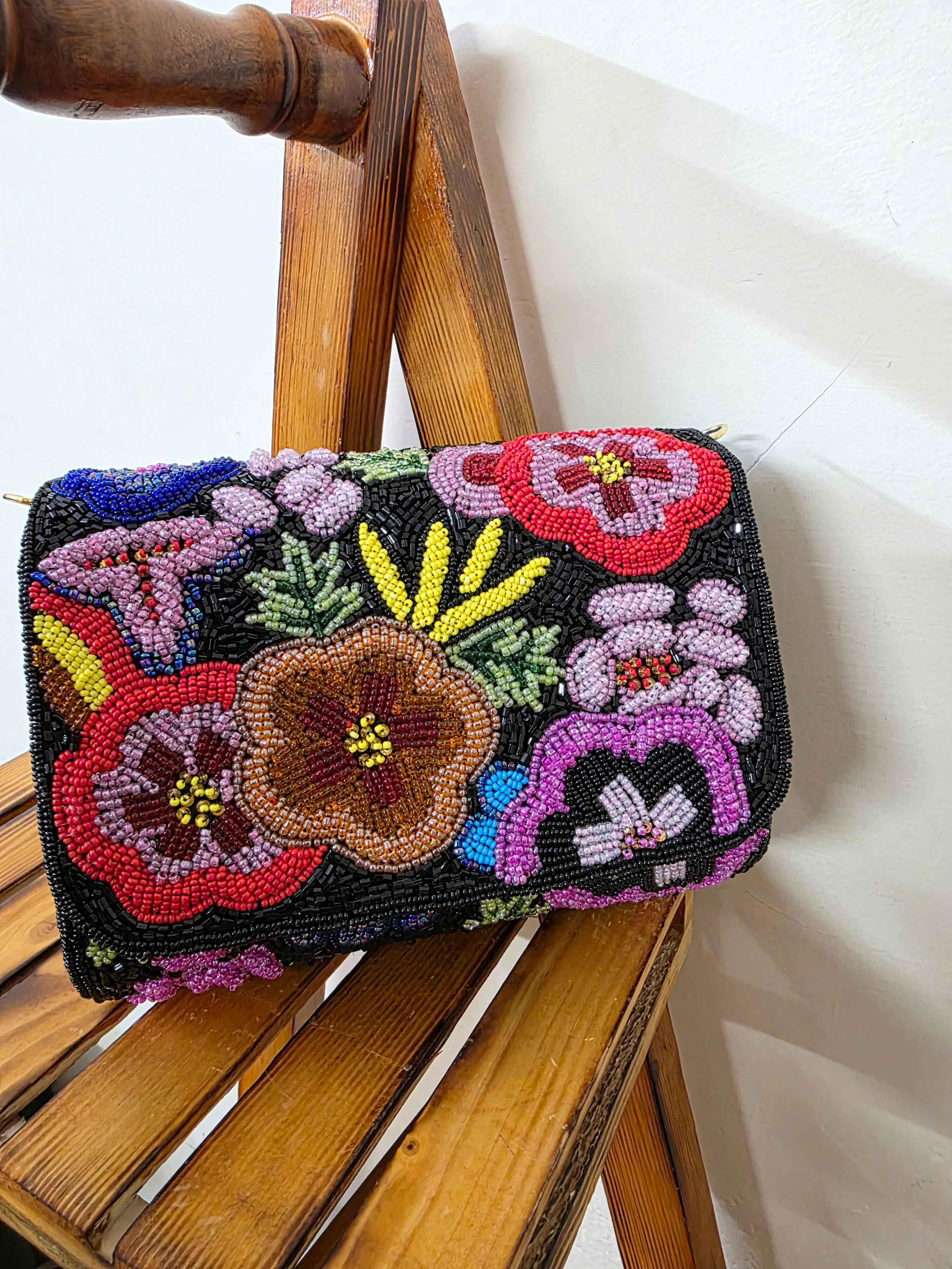 Black multicolor flap bags