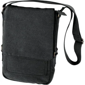 Black - Tactical Tablet Tech Shoulder Bag - Vintage Cotton Canvas